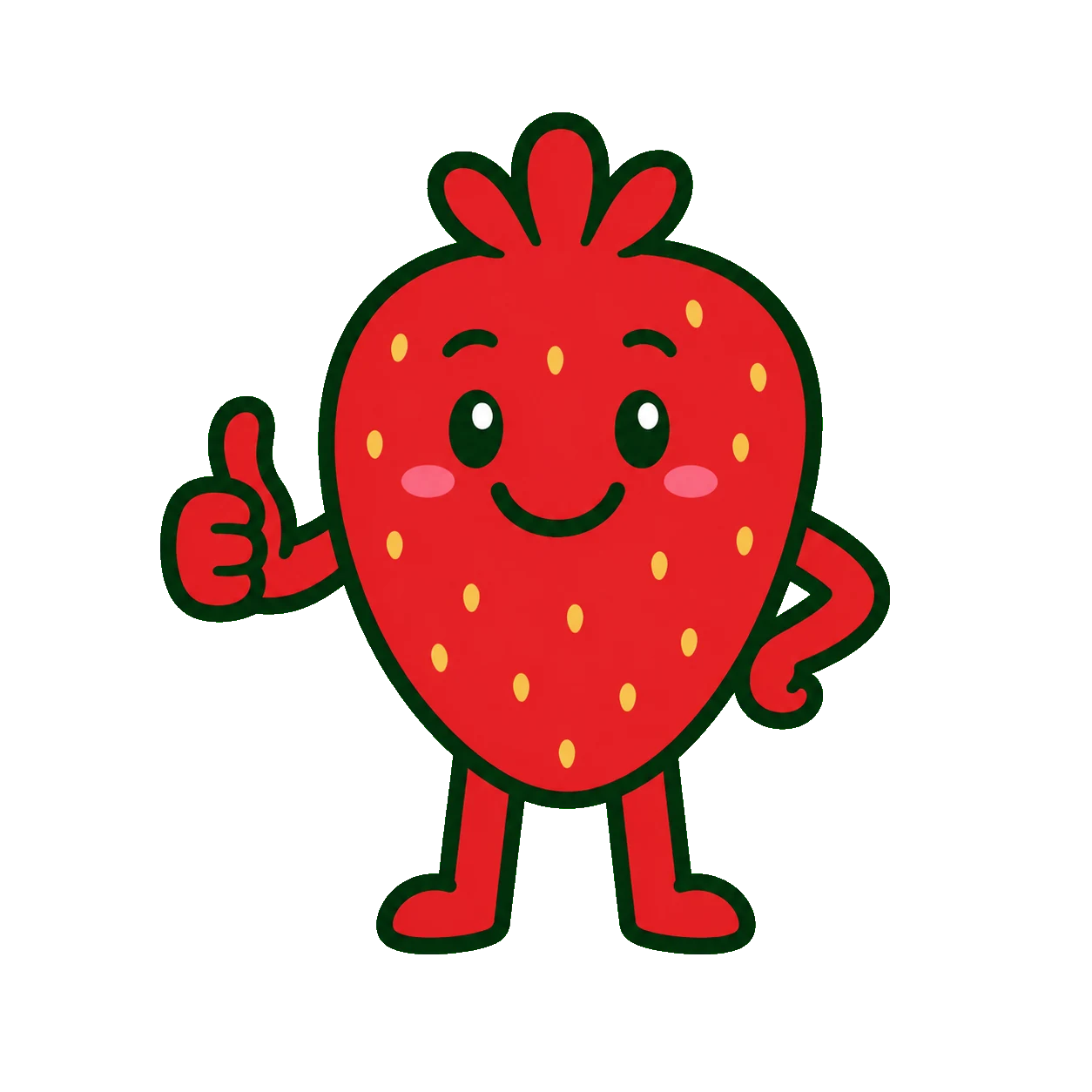 Friz, la mascotte fraise, lève le pouce