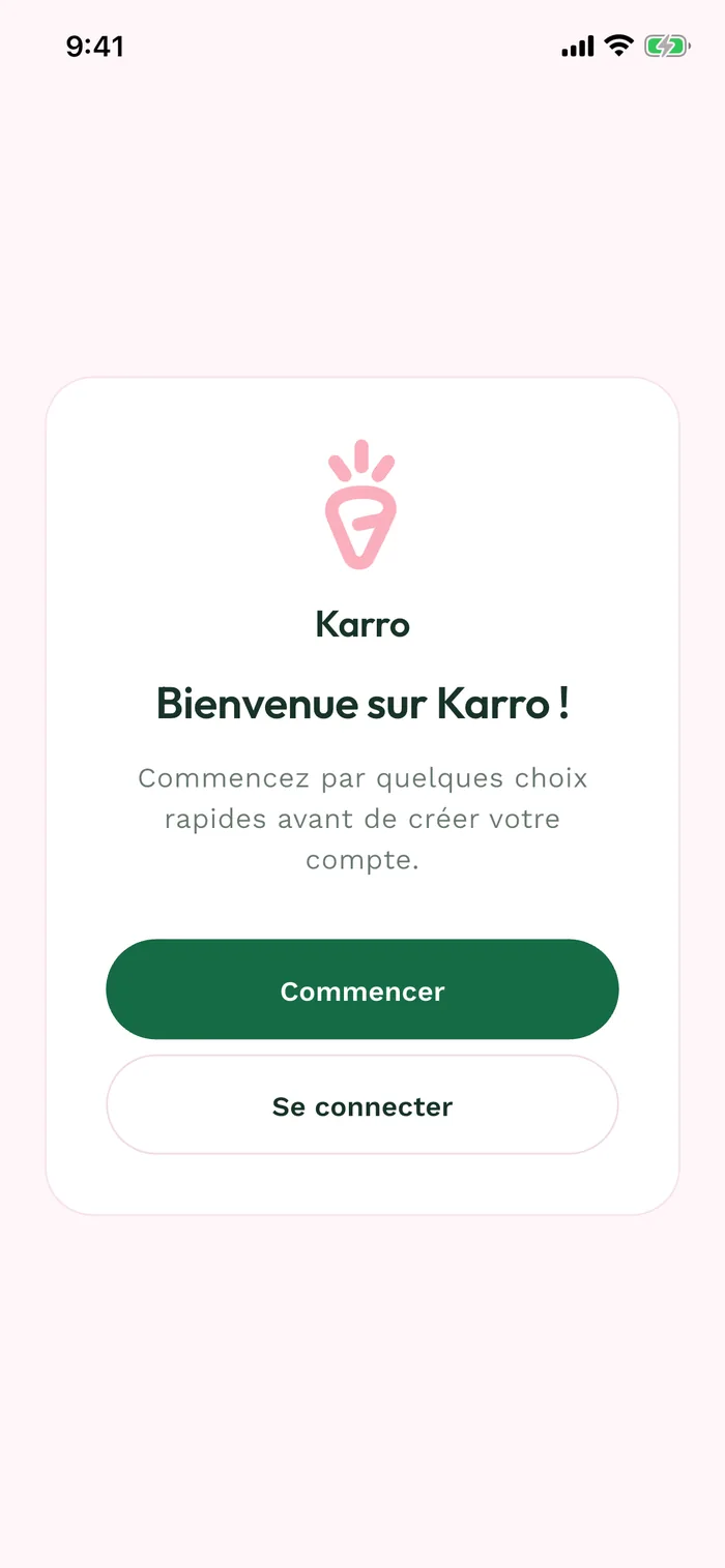 Écran Karro illustrant l’étape 1
