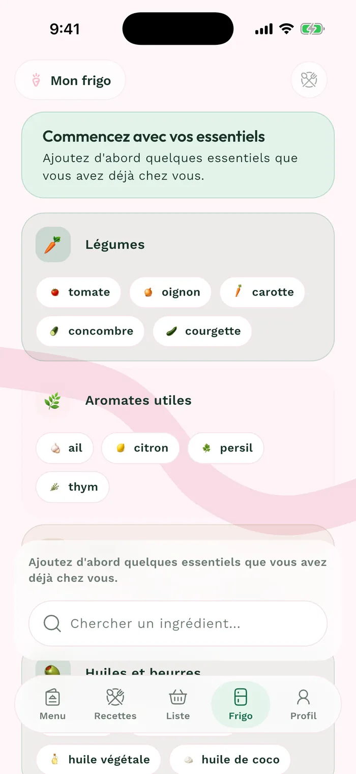 Écran Mon frigo en français
