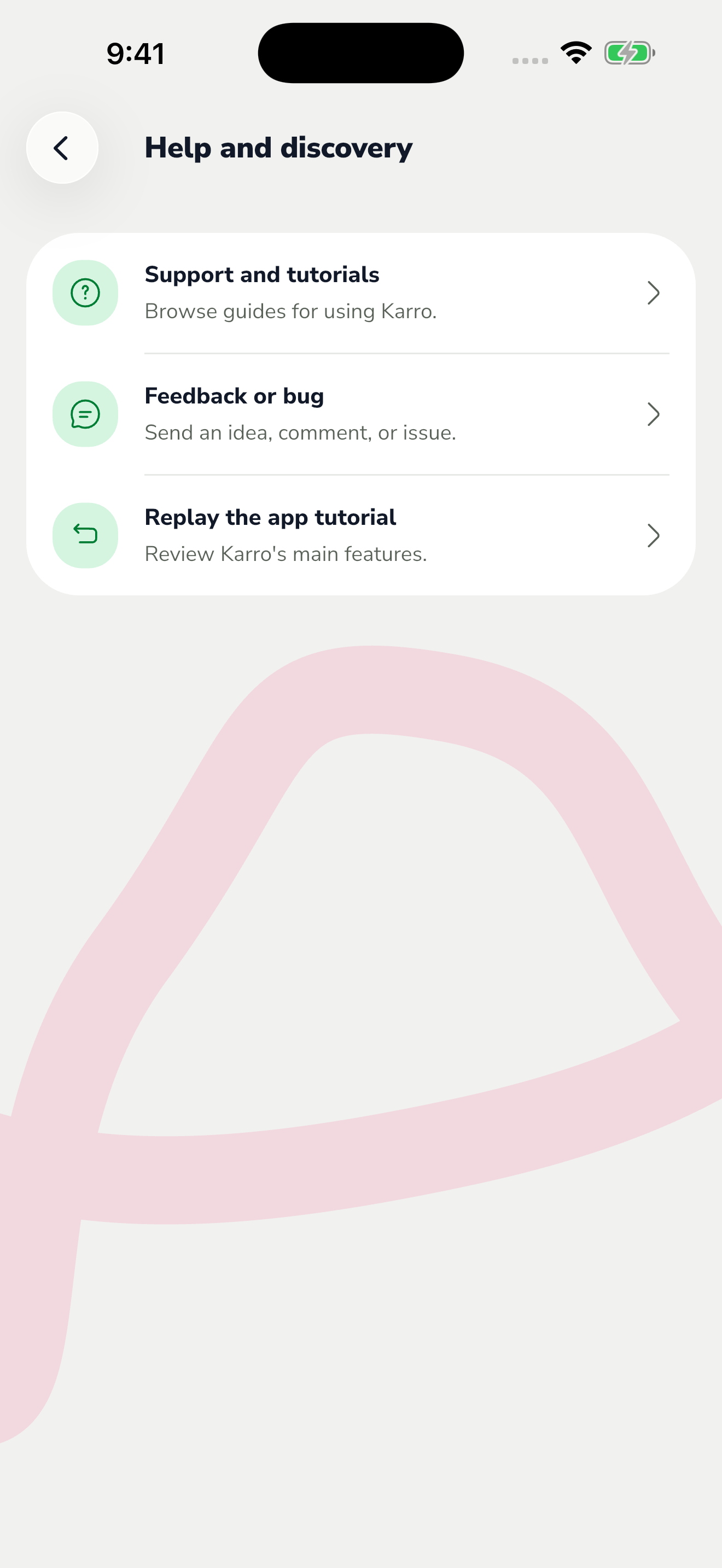 Karro screen illustrating step 1