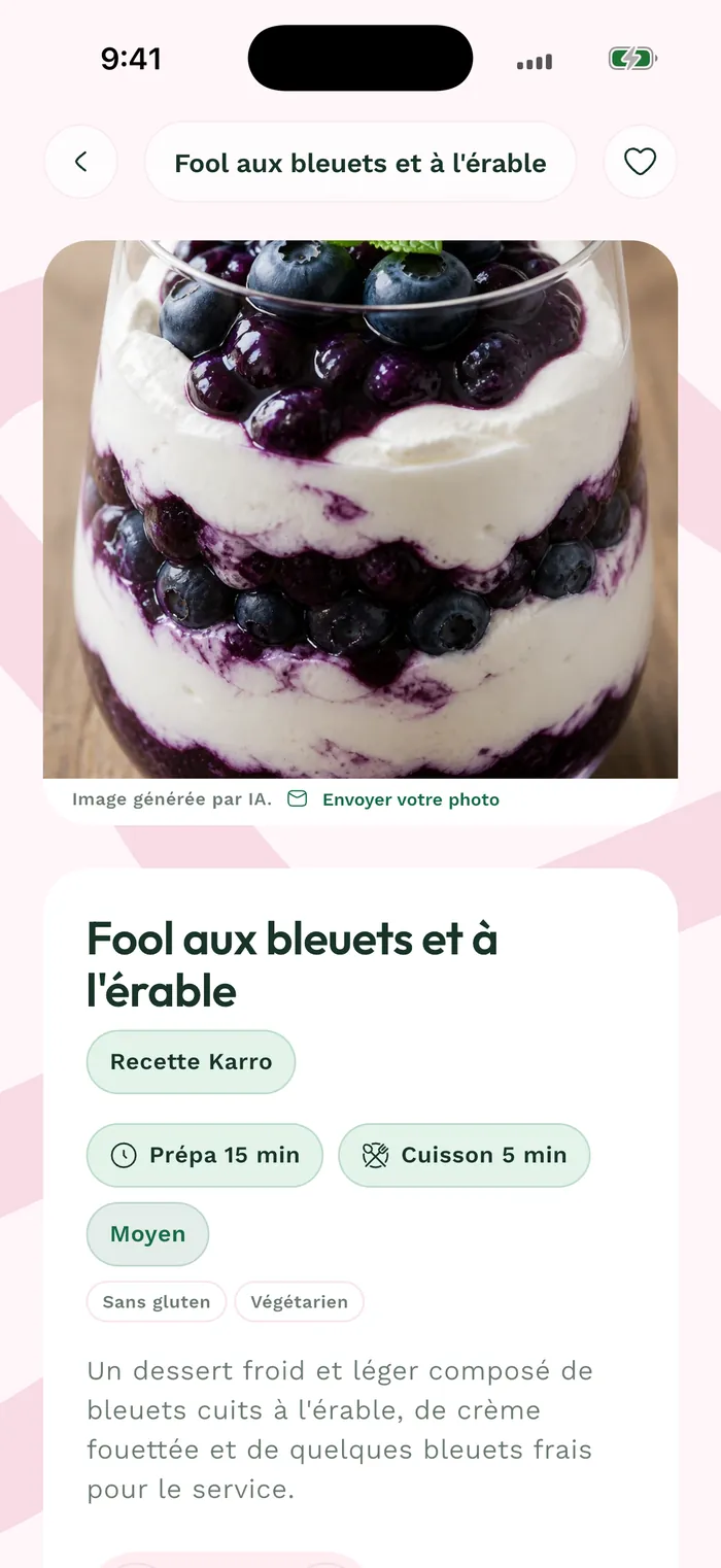 Fiche détaillée d’une recette Karro en français