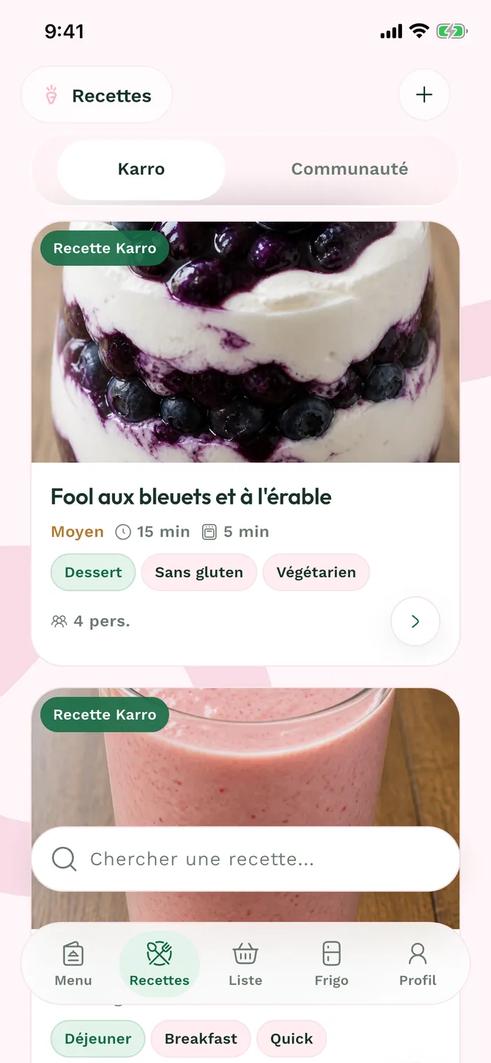 Catalogue de recettes Karro en français