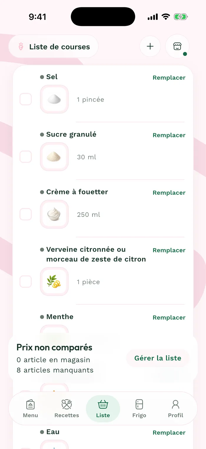 Liste d’épicerie Karro en français